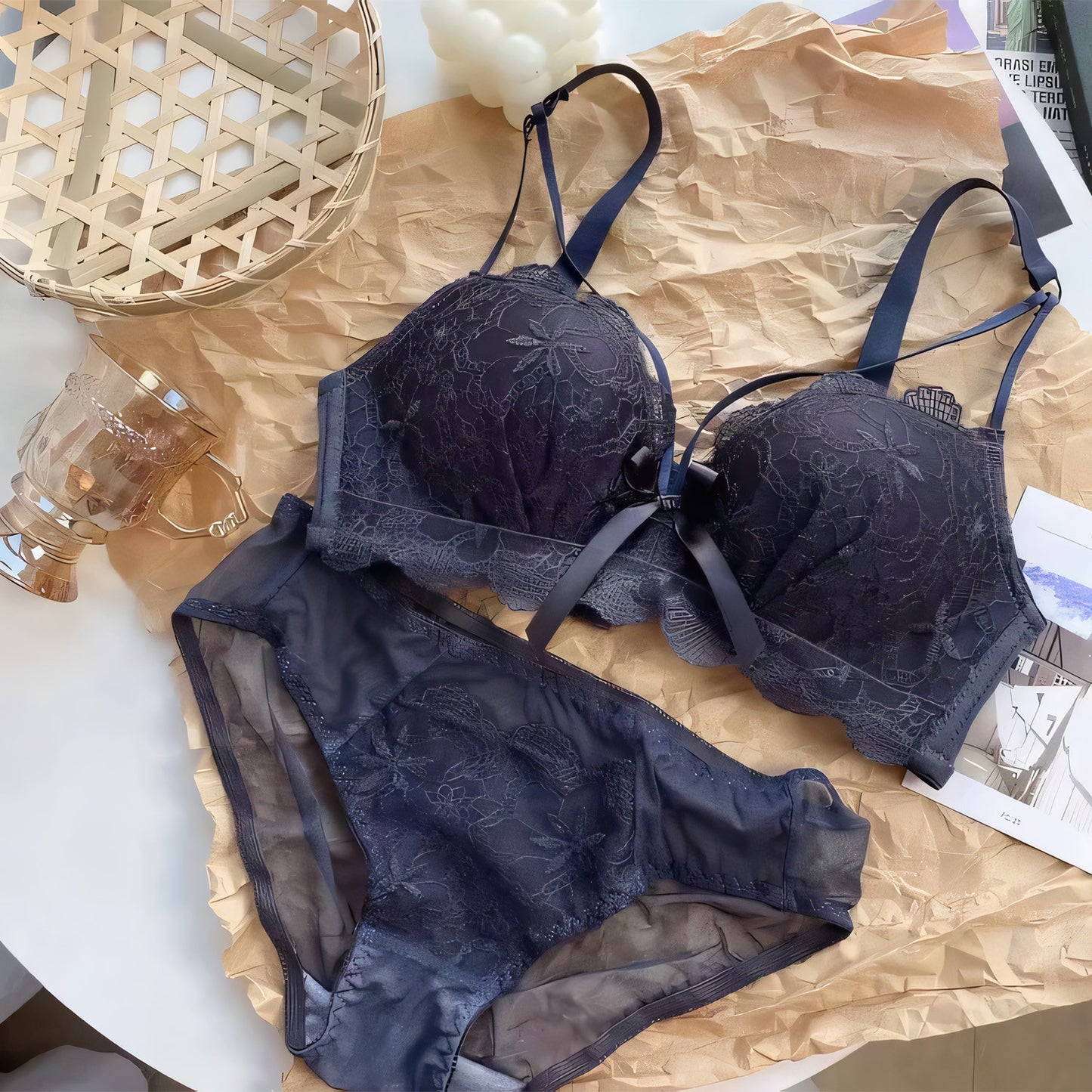 Lacy Bow Bra Set - Undeora