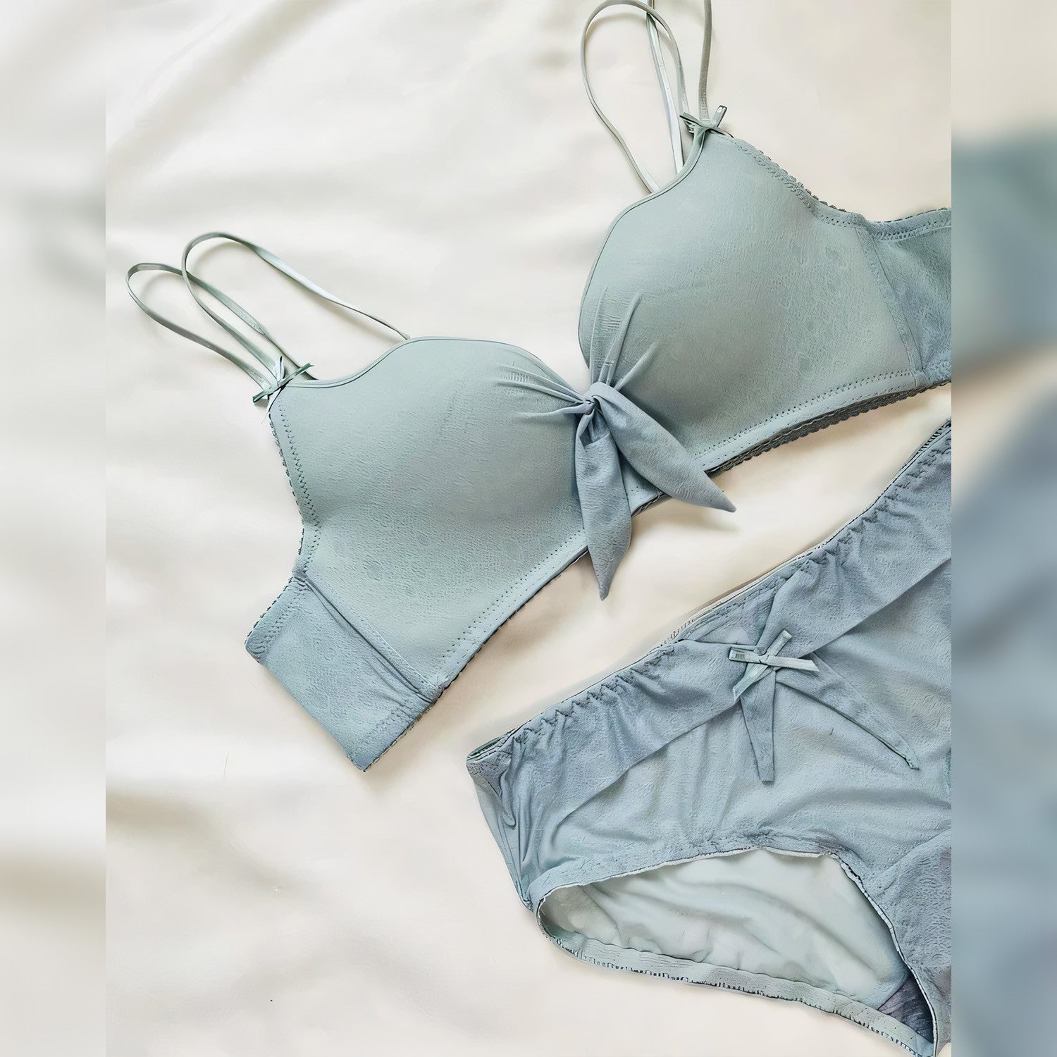 Padded Non-Wire Bow Style Bra Set - Undeora