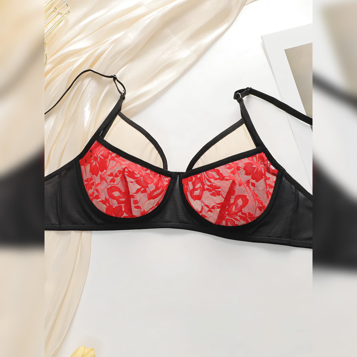 Lace Red Festive Push-up lingerie - Undeora