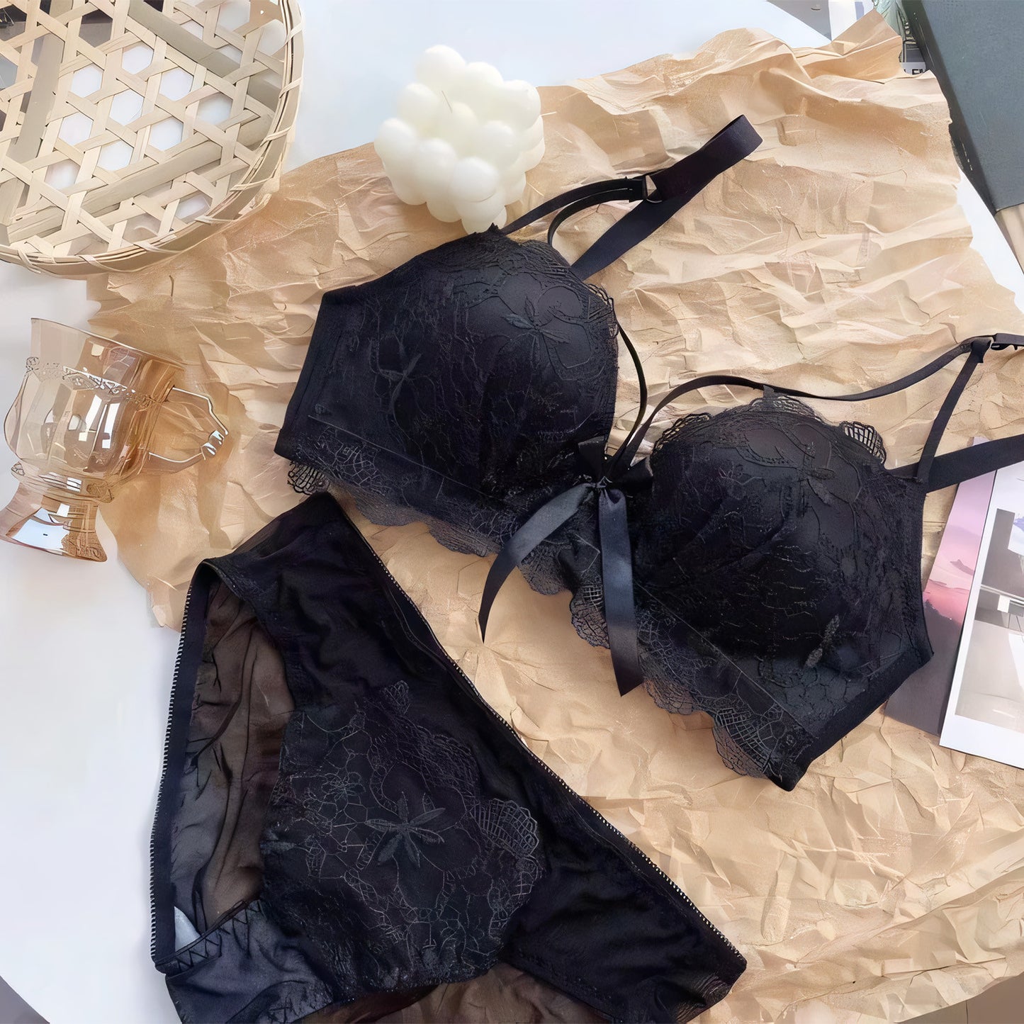 Lacy Bow Bra Set - Undeora