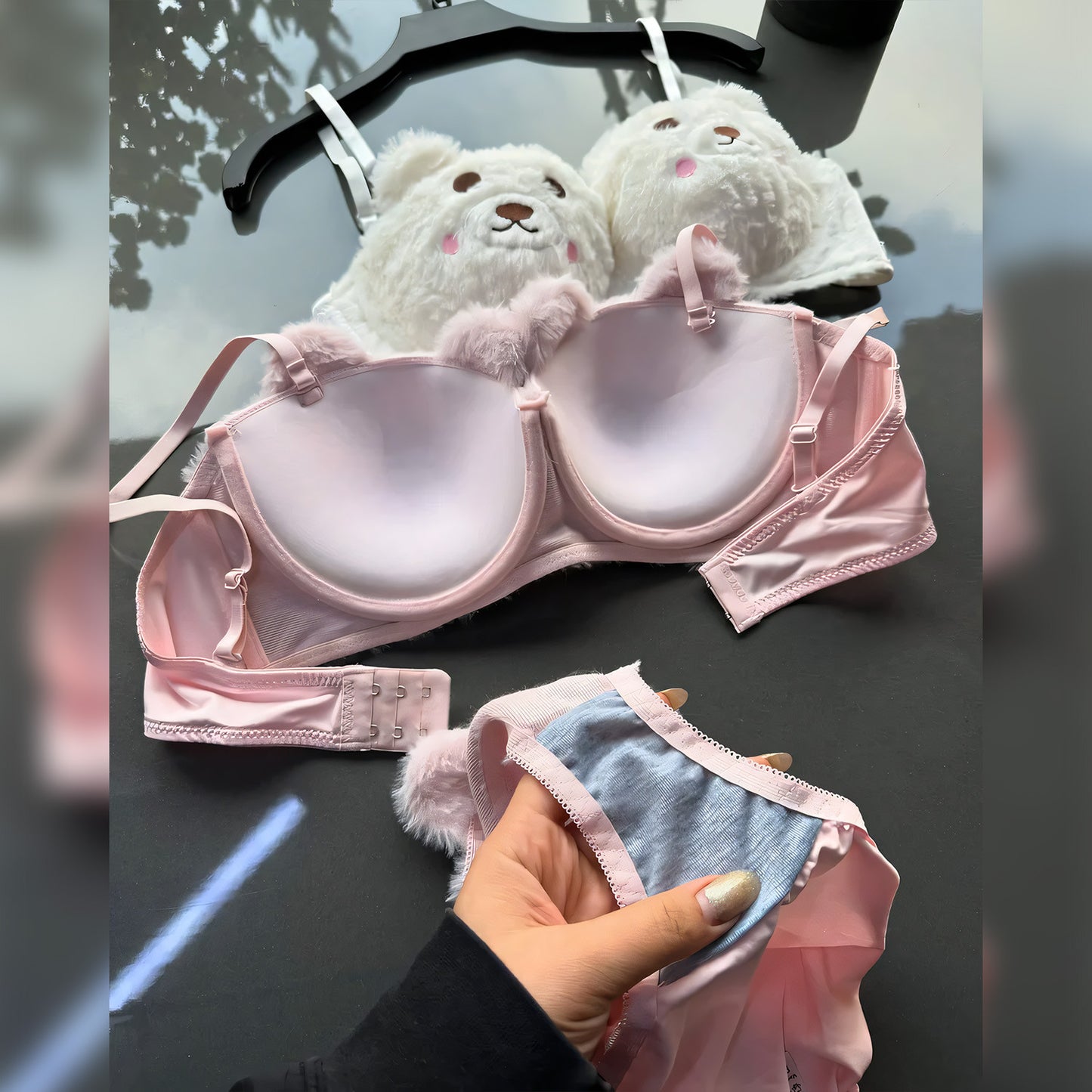 Anime Kitty Soft Push-up Bra Set - Undeora