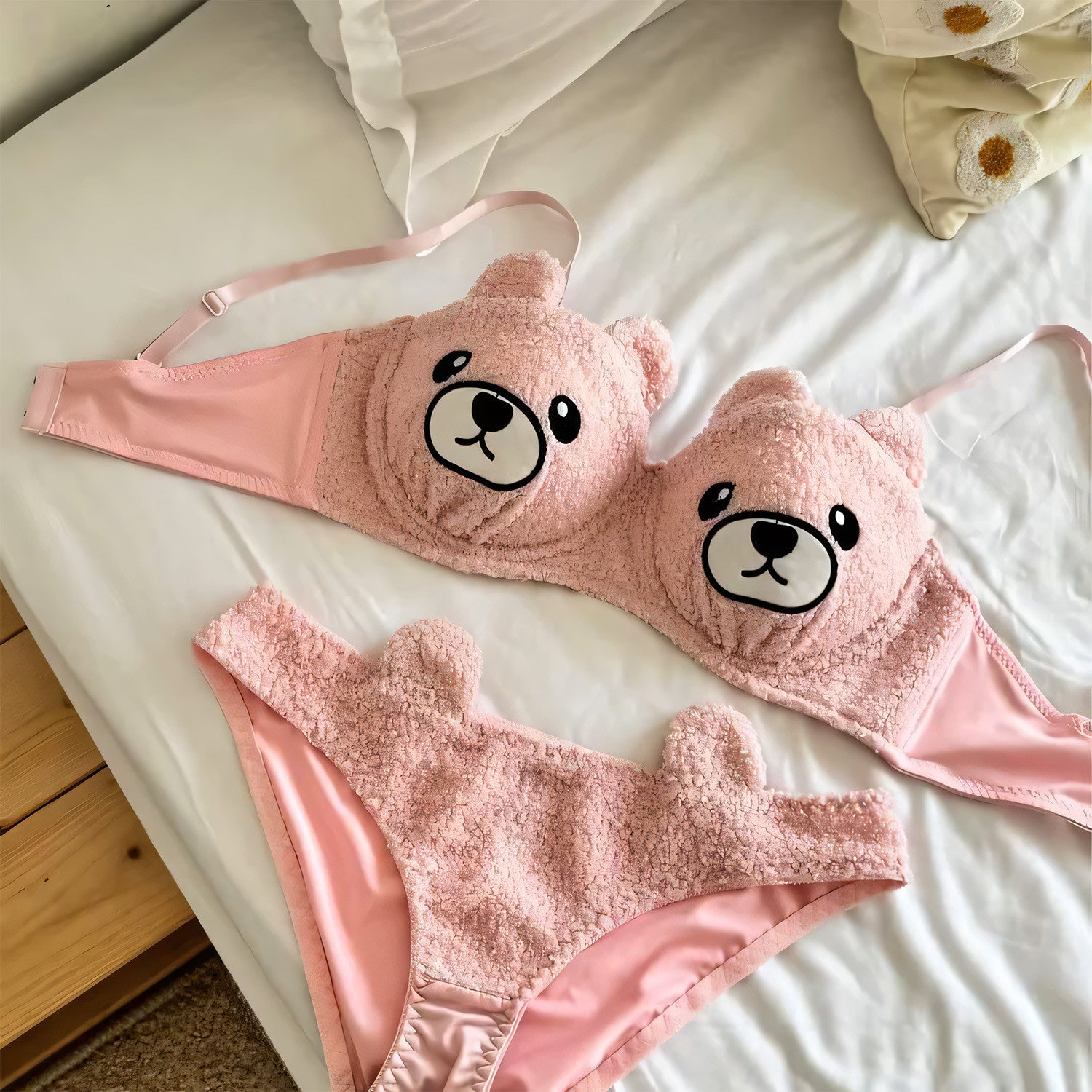 Anime Bear Soft Push-up Bra Set - Undeora