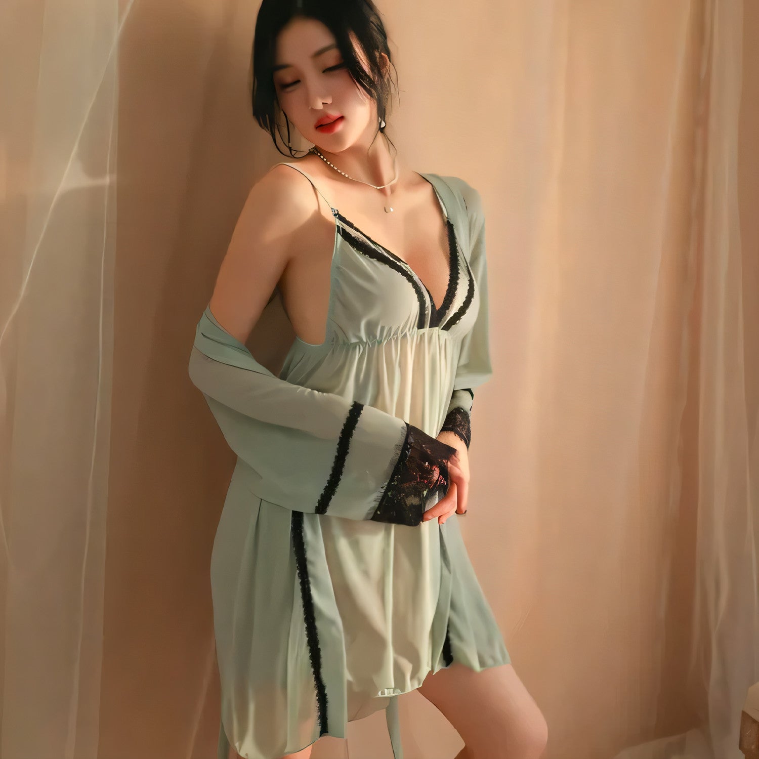 2-Pc Sexy Nighty with Gown - Undeora