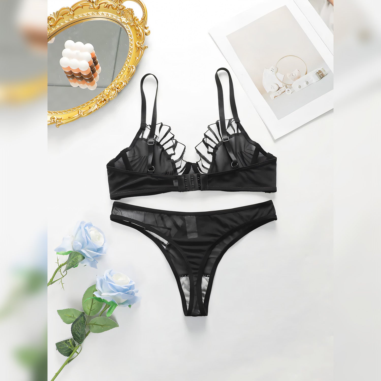 Butterfly Line Mesh Push-up Lingerie - Undeora