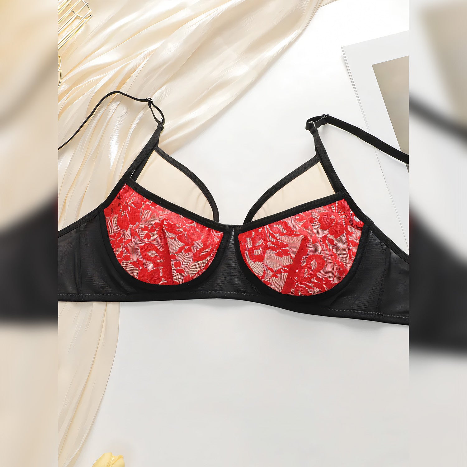 Lace Red Festive Push-up lingerie - Undeora