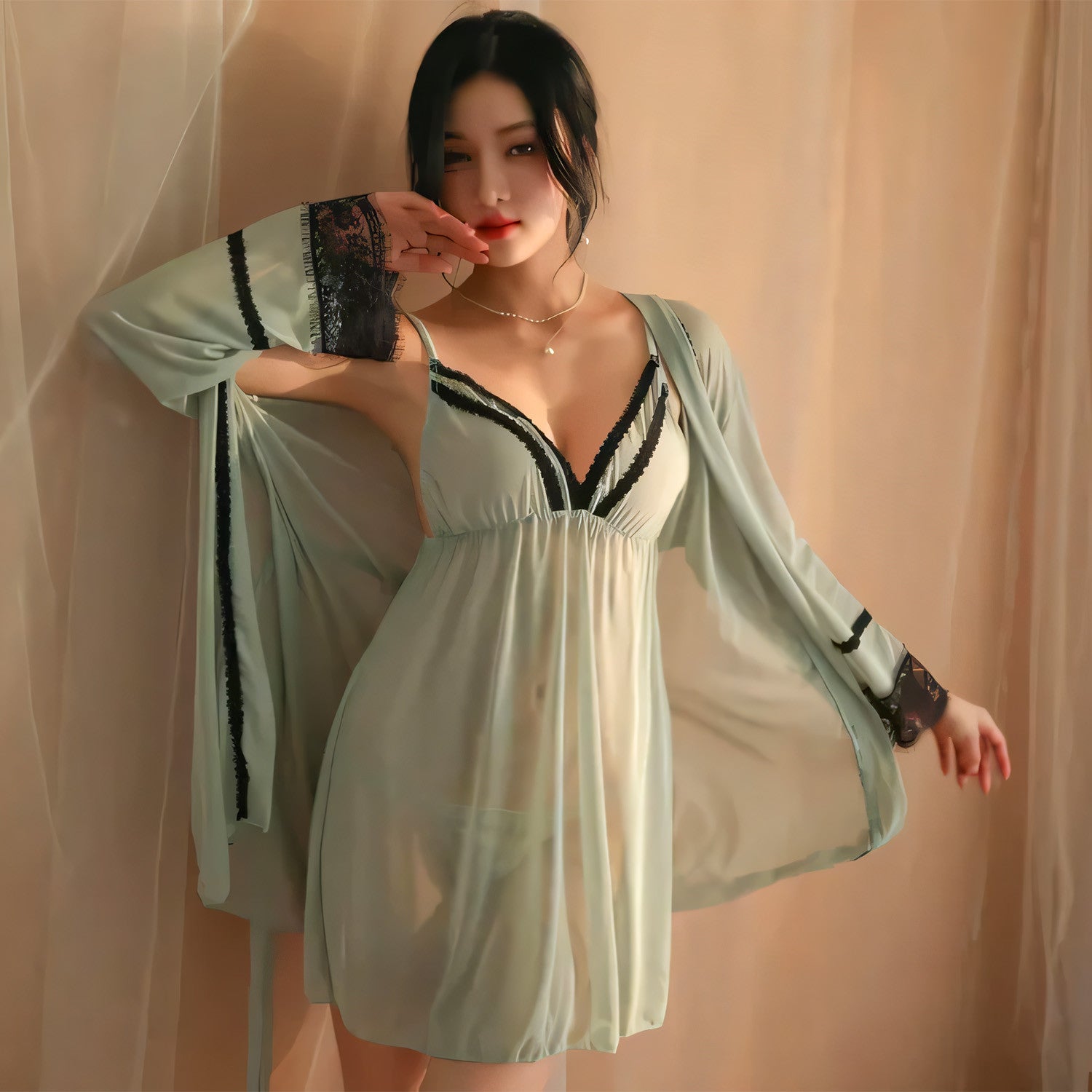 2-Pc Sexy Nighty with Gown - Undeora