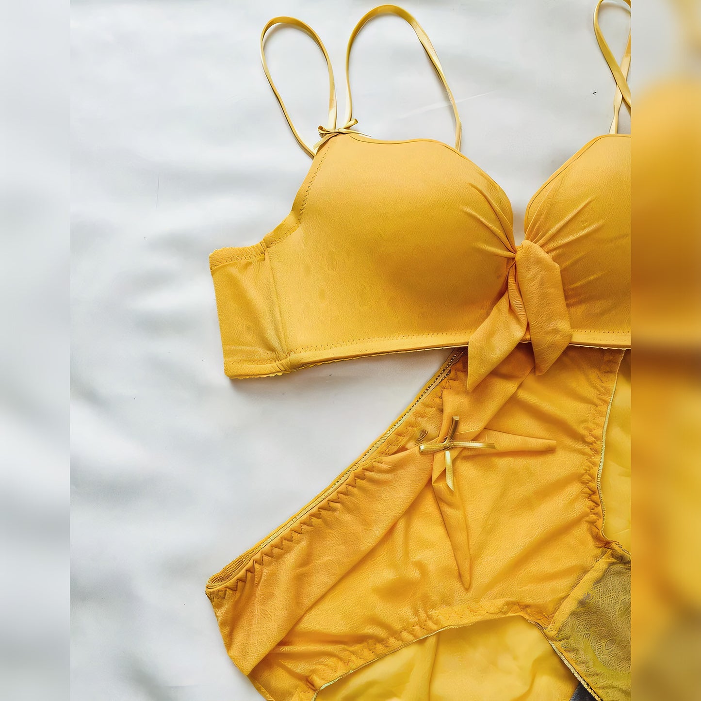 Padded Non-Wire Bow Style Bra Set - Undeora
