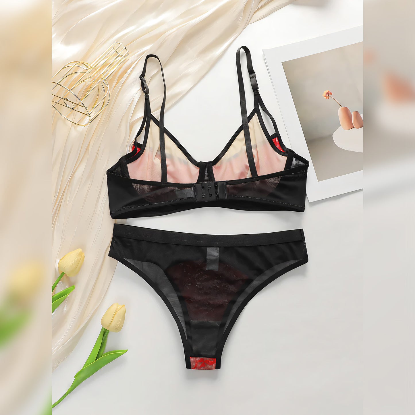 Lace Red Festive Push-up lingerie - Undeora