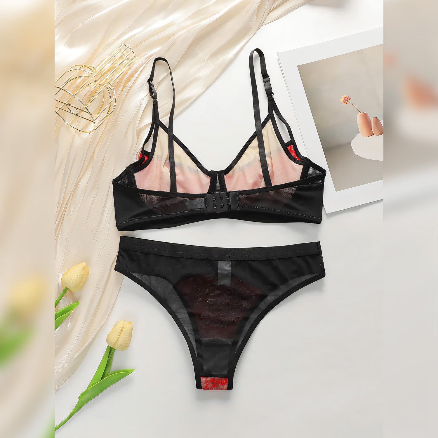 Lace Red Festive Push-up lingerie - Undeora