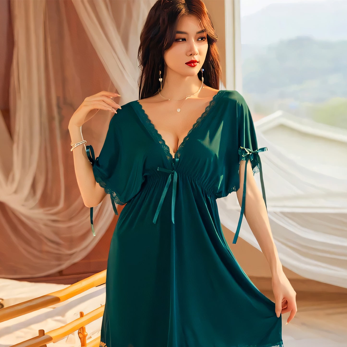 V-Neck Stylish Gown - Undeora