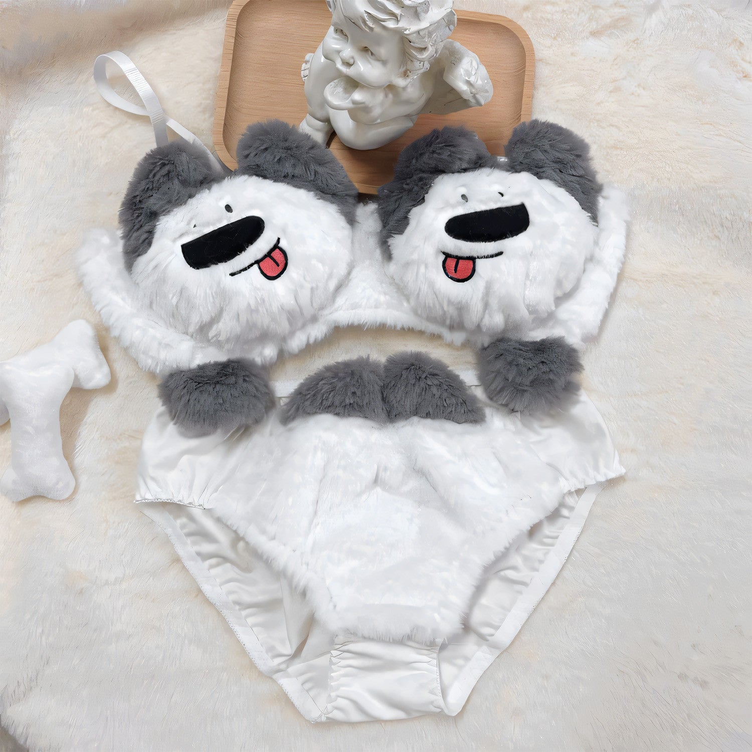 Anime Puppy Dog Plush Bra Set - Undeora