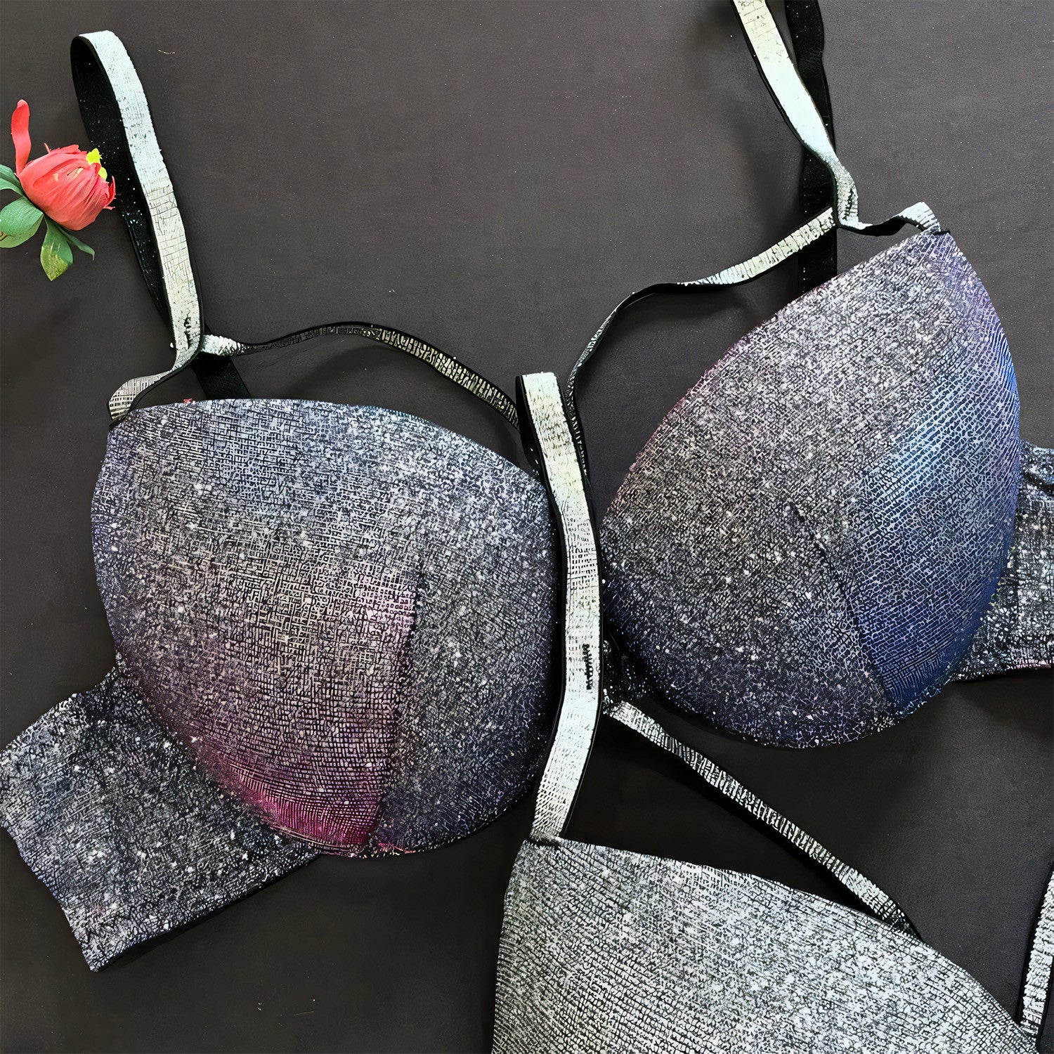 Sparkling Glittered Bra Set - Undeora