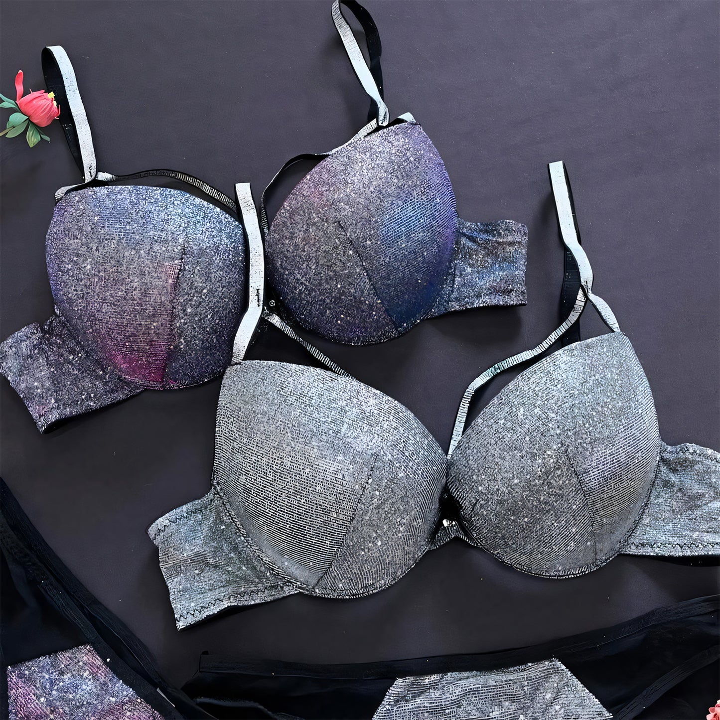 Sparkling Glittered Bra Set