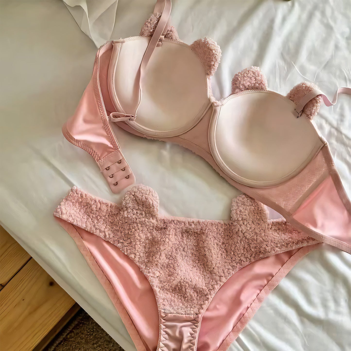 Anime Bear Soft Push-up Bra Set - Undeora