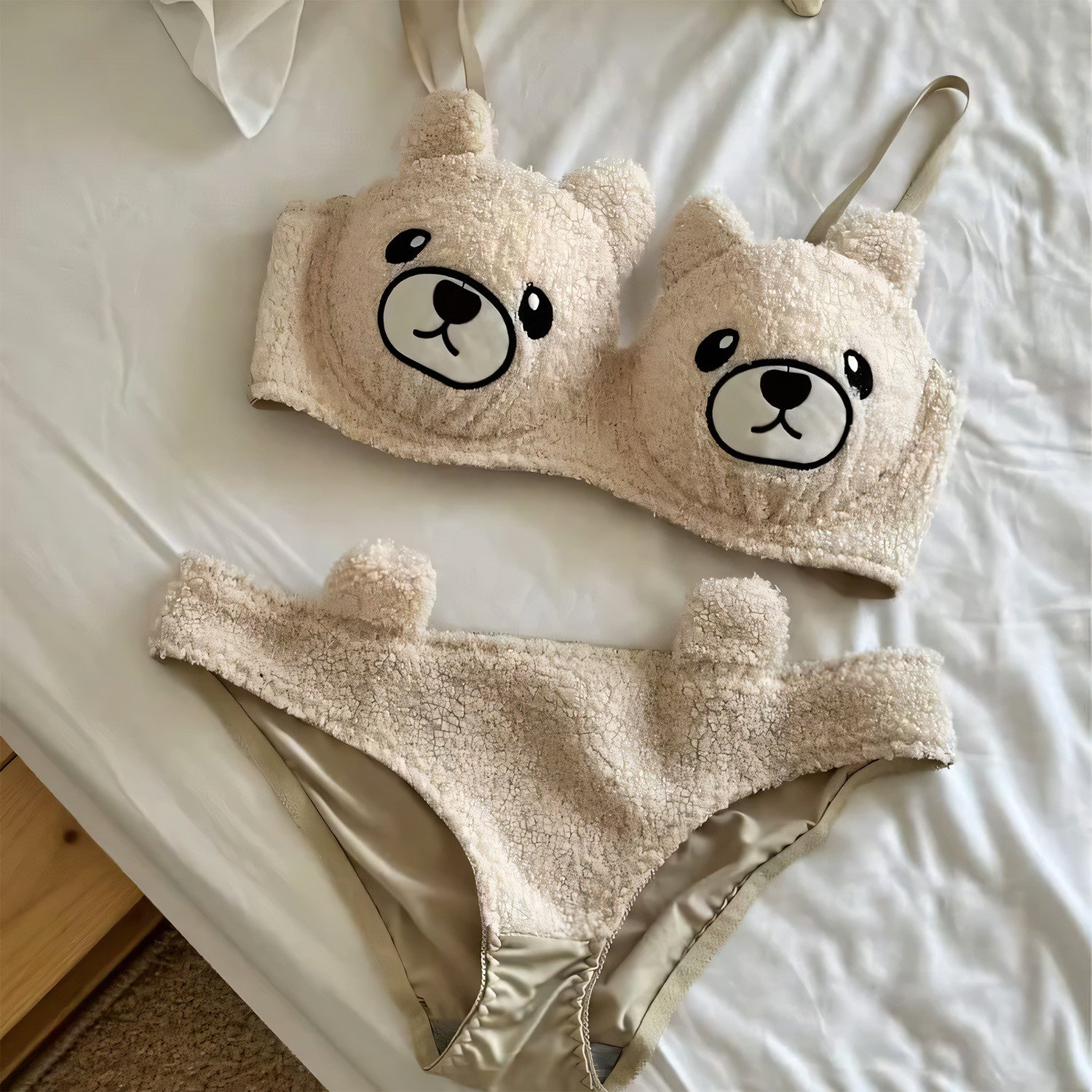 Anime Bear Soft Push-up Bra Set - Undeora